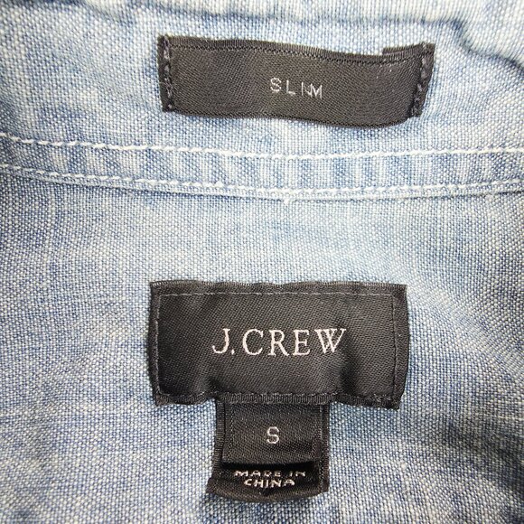 J. Crew Slim Blue Denim Style Button Down Long Sleeve Mens Sz Small Cotton Shirt - Picture 4 of 9
